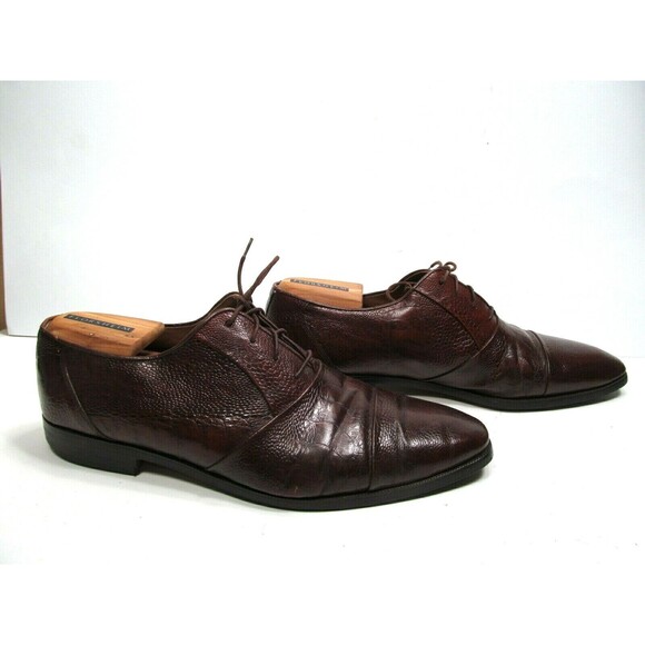 Florsheim Brown Reptile Print Leather Cap Toe Oxfords Mens Size US 12 D - Picture 6 of 11